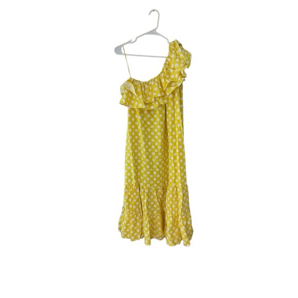 Lisa Marie Fernandez x Target Polka Dot Midi Dress Size M Yellow One Shoulder - Picture 1 of 9